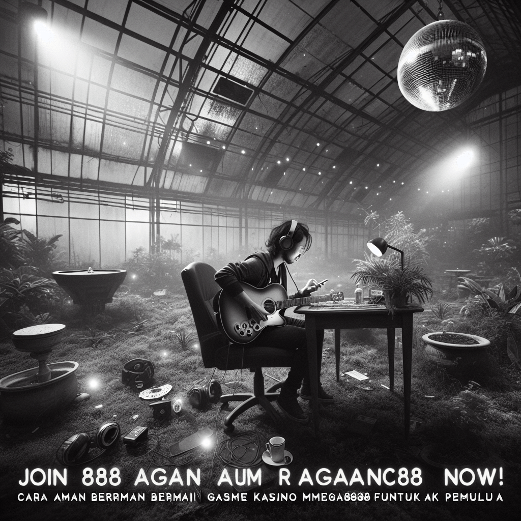 Suasana rumah kaca overgrown dengan cahaya disco ball waktu malam