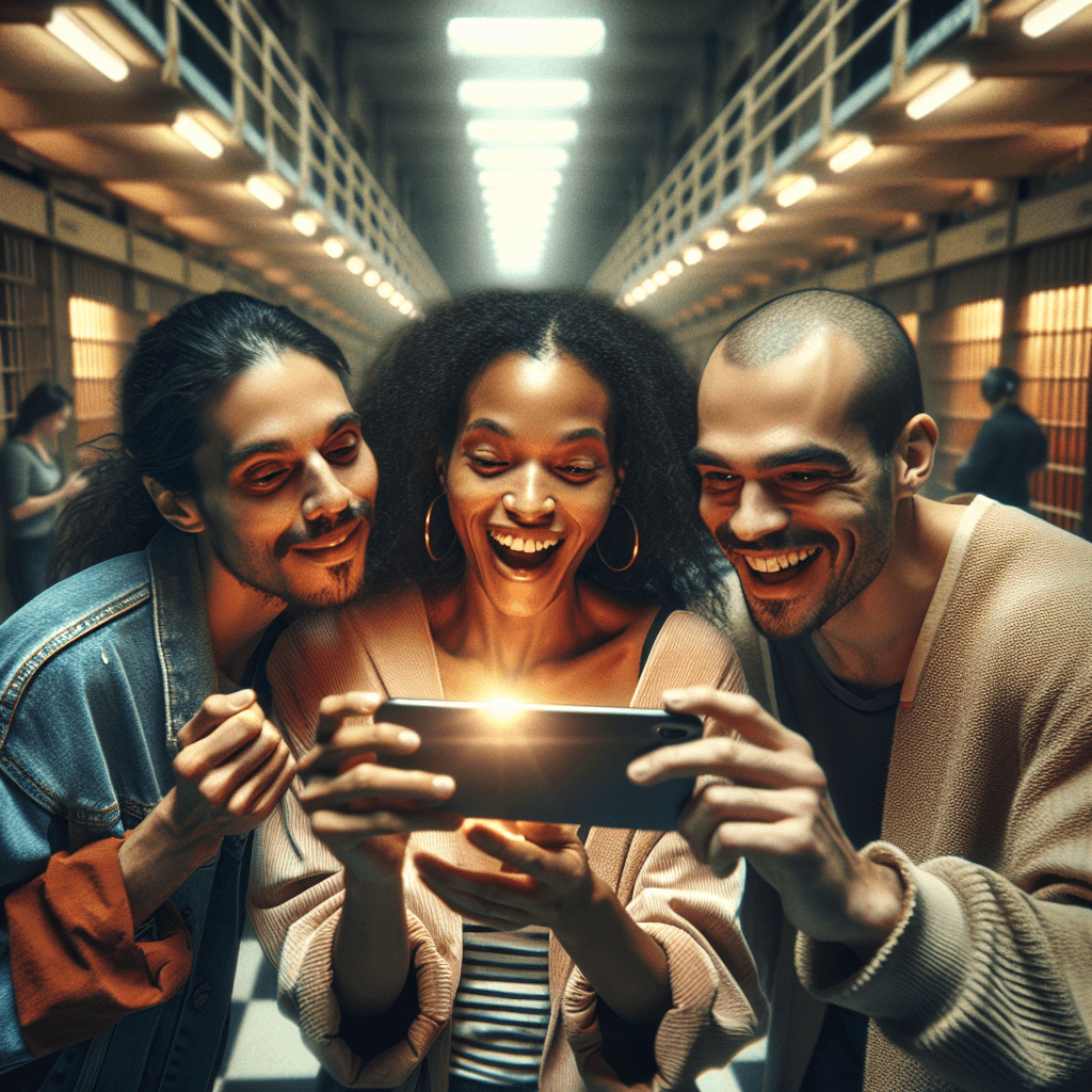 Suasana tegang di labyrinthine prison dengan cahaya neon