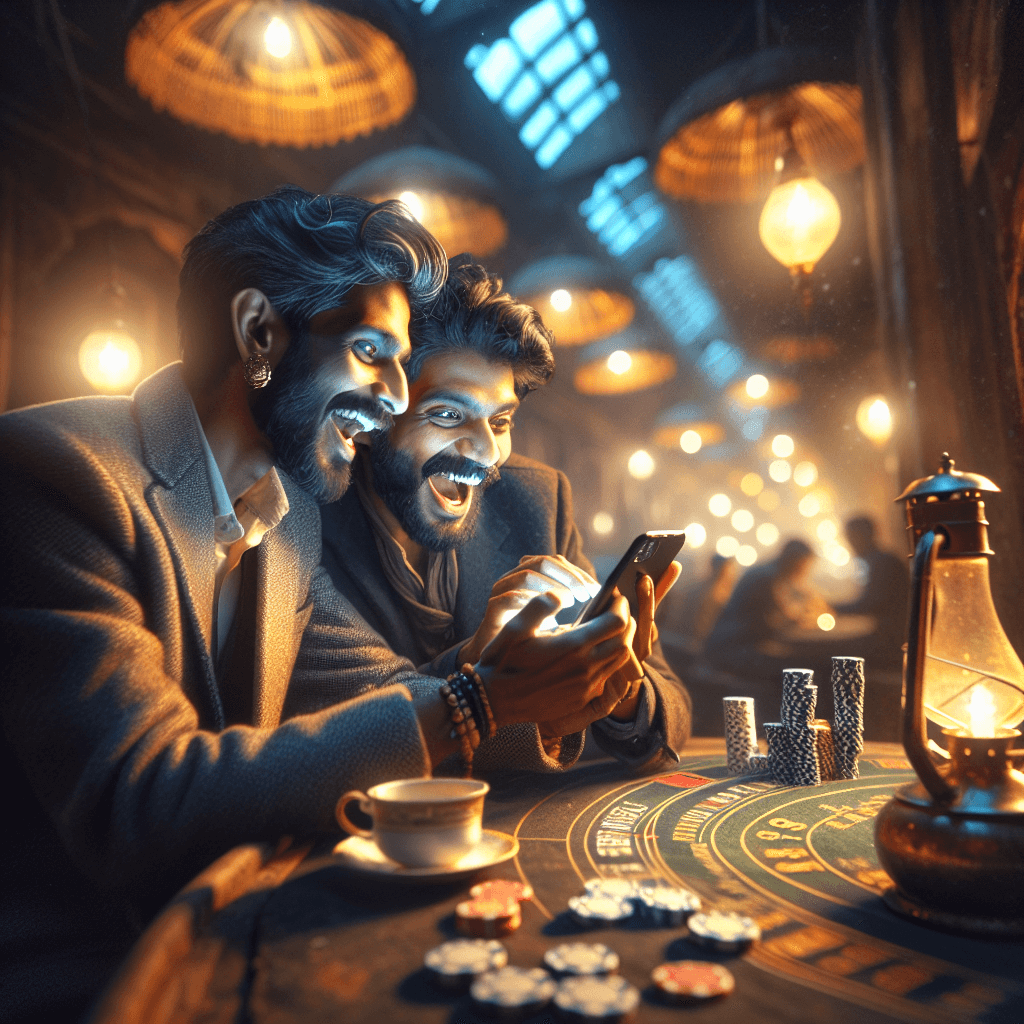 Gambar suasana kasino bawah tanah dengan lampu minyak