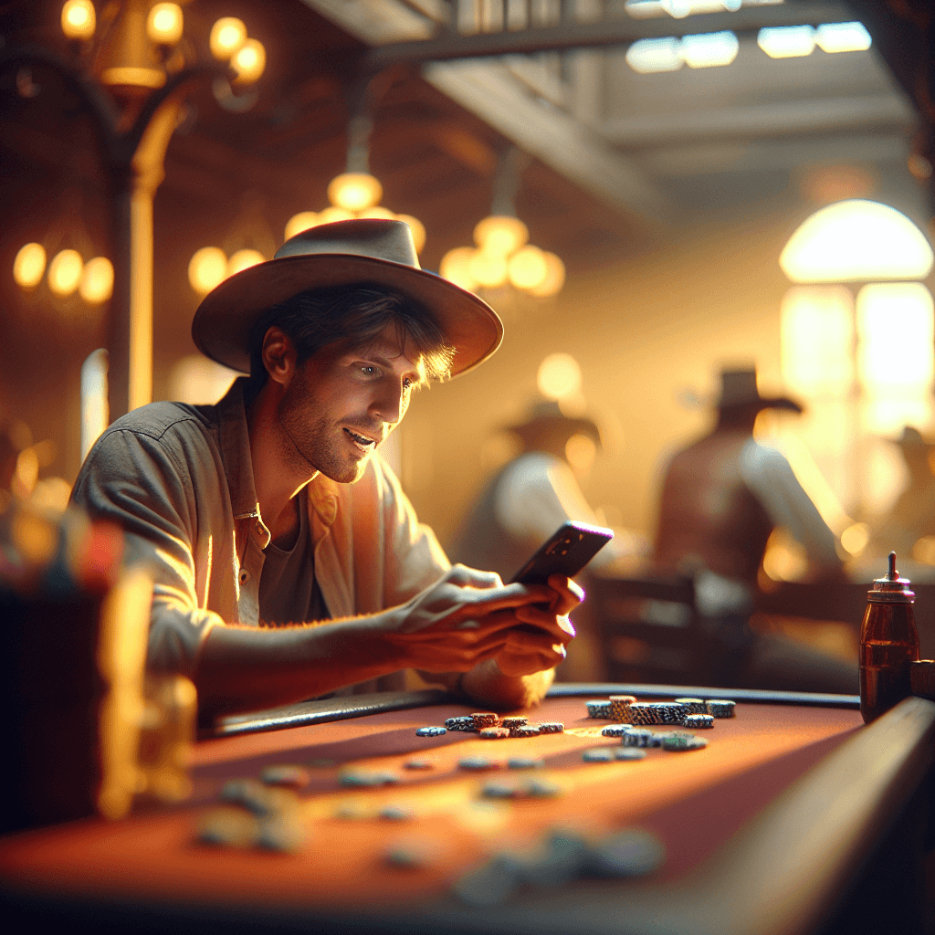 Gambar mesin slot hologram di saloon Wild West